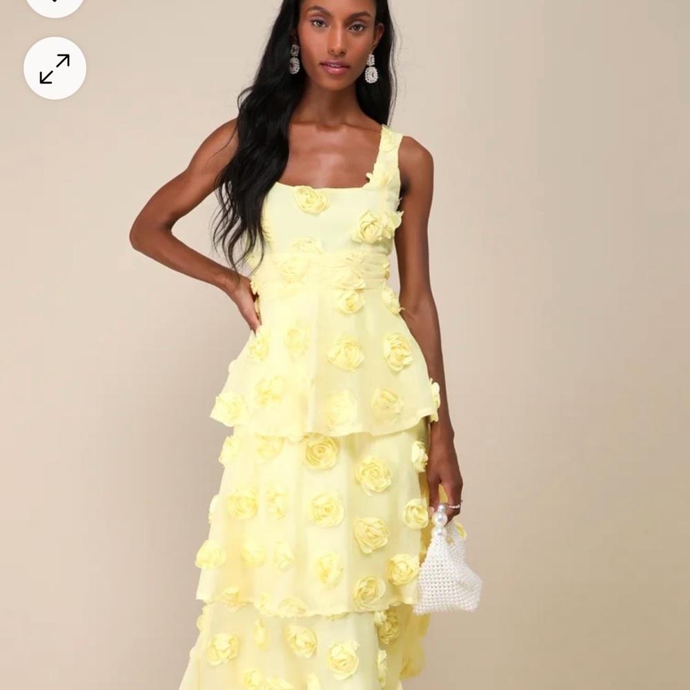 Lulu Sleeveless Tiered Rosette Midi Dress